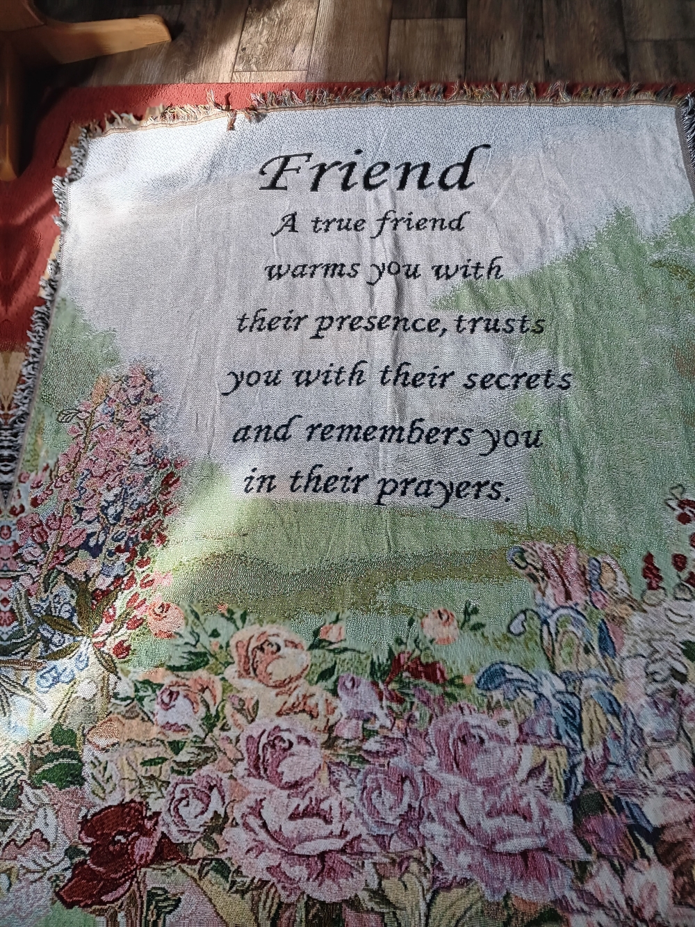 Source Unknown Floral 'Friend' Throw Blanket - Pink, Green, Red